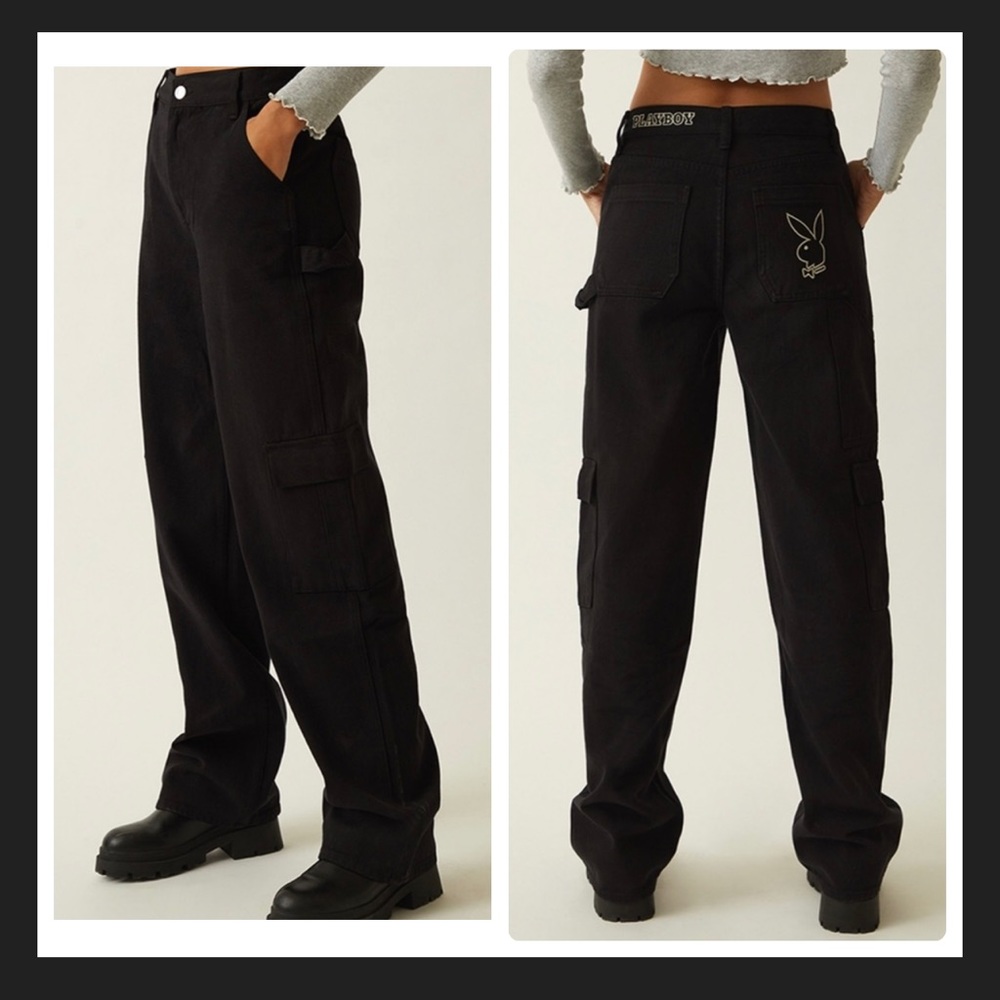 Playboy by Pacsun Loose Cargo Pants Embroidered